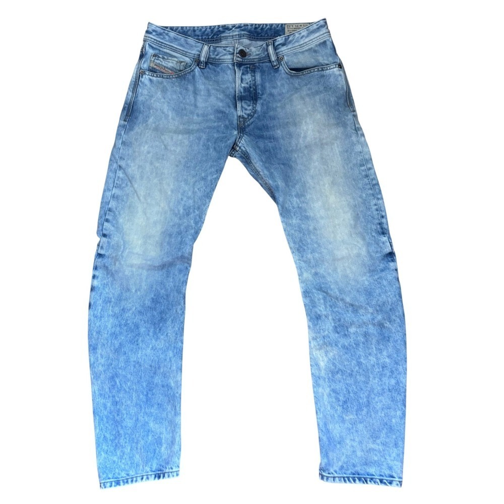 Diesel Rombee Regular Slim-Carrot Light Blue Acid Wash Jeans Mens 31x30 0880I